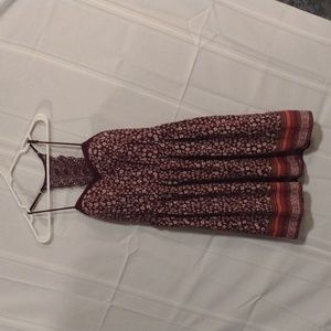 Xhilaration Maroon and cream floral print dress, size L